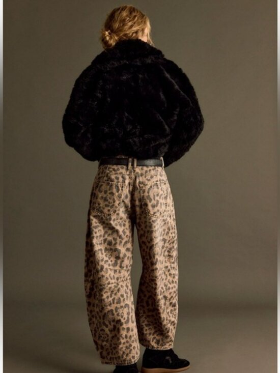 29 LONG We The Free People Good Luck Printed Barrel Jeans Cheetah Leopard Animal - Picture 4 of 13